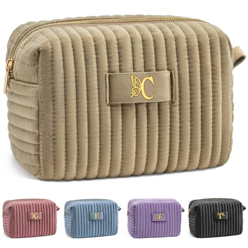 COSHAYSOO Make-up-Kosmetiktasche für Damen mit Schmetterlings-Dekor, Champagner, C von COSHAYSOO