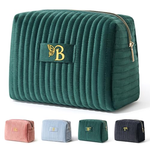 COSHAYSOO Make-up-Kosmetiktasche für Damen mit Schmetterlings-Dekor, Grün (Forest Green), B von COSHAYSOO