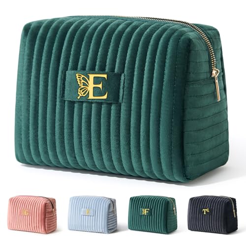 COSHAYSOO Make-up-Kosmetiktasche für Damen mit Schmetterlings-Dekor, Grün (Forest Green), E von COSHAYSOO