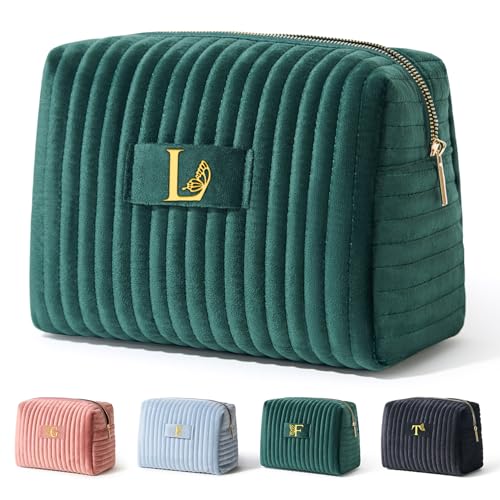 COSHAYSOO Make-up-Kosmetiktasche für Damen mit Schmetterlings-Dekor, Grün (Forest Green), Größe L: von COSHAYSOO