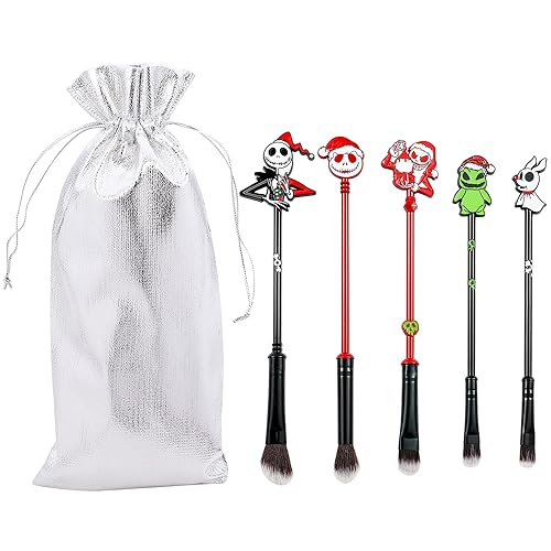 COSHINE The Nightmare Before Christmas Make-up-Pinsel, 5-teilig, Halloween-Anime-Make-up-Pinsel-Set (rot und grün) von COSHINE