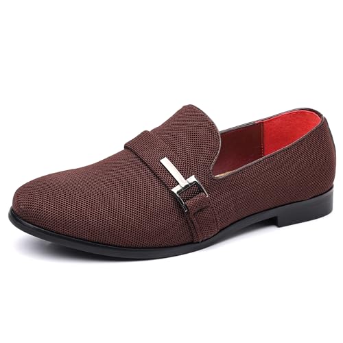 COSIDRAM Herren Loafers Slip on Schuhe Smoking Anzug Mokassins Kleid Freizeitschuhe für Männer Braun 41 von COSIDRAM
