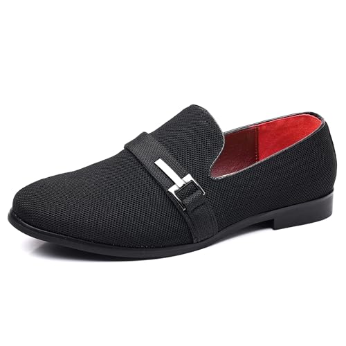 COSIDRAM Herren Loafers Slip on Schuhe Smoking Anzug Mokassins Kleid Freizeitschuhe für Männer Schwarz 46 von COSIDRAM