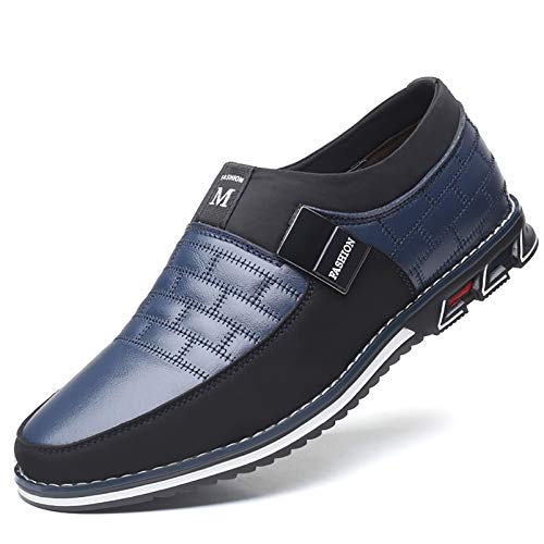 COSIDRAM Herren Schuhe Business Freizeitschuhe Klassische Mokassins Atmungsaktiver Komfort Wanderschuhe Fahrschuhe Flache Slipper Blau 40 von COSIDRAM