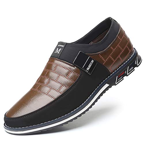 COSIDRAM Herren Schuhe Business Freizeitschuhe Klassische Mokassins Atmungsaktiver Komfort Wanderschuhe Fahrschuhe Flache Slipper Braun 40 von COSIDRAM