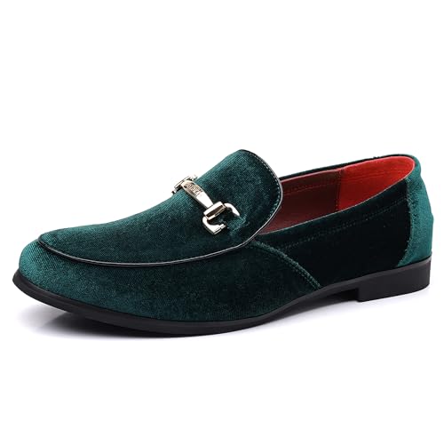 COSIDRAM Herren Schuhe Business Klassische Loafer Kleid Slipper Hochzeit Smoking Anzug Mokassins für Männer Grün 44 von COSIDRAM