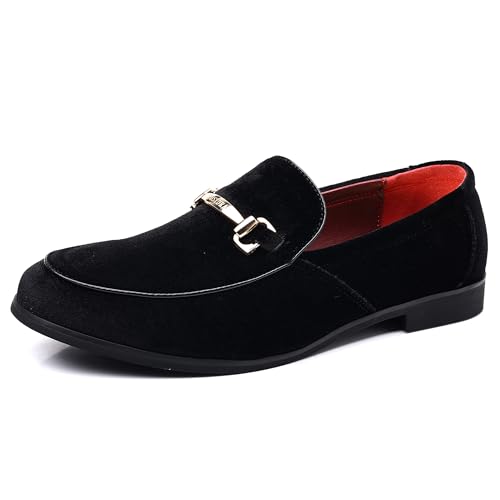 COSIDRAM Herren Schuhe Business Klassische Loafer Kleid Slipper Hochzeit Smoking Anzug Mokassins für Männer Schwarz 42 von COSIDRAM