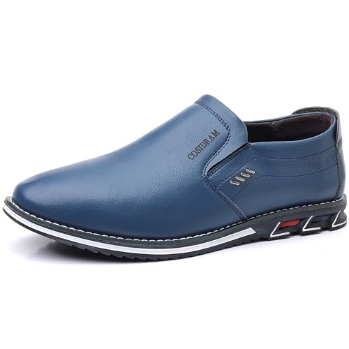 COSIDRAM Herren Schuhe Business Loafers Elegant Wanderschuhe Freizeitschuhe Klassische Mokassins Kleiderschuhe Slipper Blau 42 von COSIDRAM