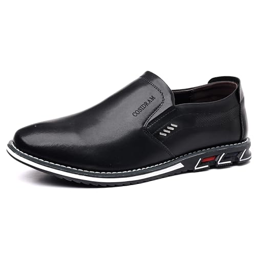 COSIDRAM Herren Schuhe Business Loafers Elegant Wanderschuhe Freizeitschuhe Klassische Mokassins Kleiderschuhe Slipper Schwarz 45 von COSIDRAM