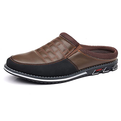 COSIDRAM Herren Schuhe Business Slipper Mode Bequemen Slip on Hausschuhe Sommer Leicht Atmungsaktiv Freizeit Schuhe Braun 40 von COSIDRAM