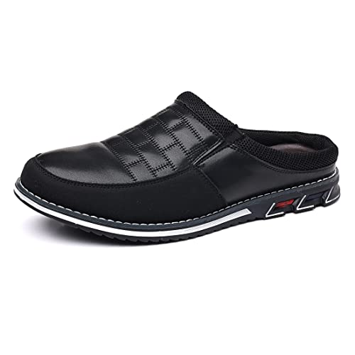 COSIDRAM Herren Schuhe Business Slipper Mode Bequemen Slip on Hausschuhe Sommer Leicht Atmungsaktiv Freizeit Schuhe Schwarz 40 von COSIDRAM