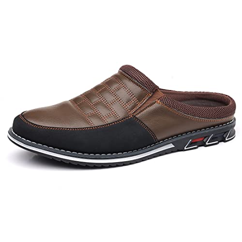 COSIDRAM Herren Schuhe Business Slippers Mode Bequemen Slip on Hausschuhe Sommer Leicht Atmungsaktiv Freizeit Schuhe Braun 41 von COSIDRAM