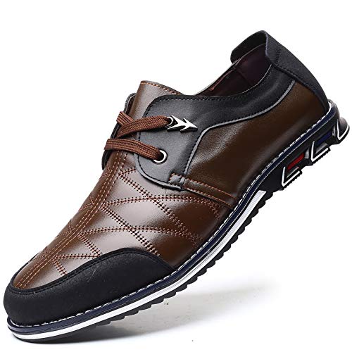 COSIDRAM Herren Schuhe Freizeitschuhe Business Mokassins Klassische Atmungsaktiver Slipper Komfort Wanderschuhe Flache Fahrschuhe Braun 40 von COSIDRAM