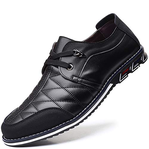 COSIDRAM Herren Schuhe Freizeitschuhe Business Mokassins Klassische Atmungsaktiver Slipper Komfort Wanderschuhe Flache Fahrschuhe Schwarz 40 von COSIDRAM