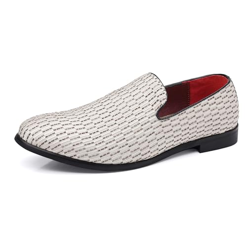 COSIDRAM Herren Schuhe Loafers Kleid Slipper Smoking Anzug Mokassins Slip on Freizeitschuhe für Männer Weiß 44 von COSIDRAM