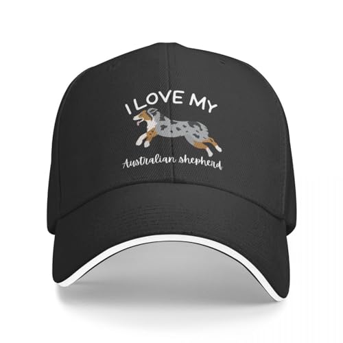 COSIUOS Basecap Baseballkappe mit Aufschrift „I Love My Australian Shepherd“, modische Strand- und Sportkappen für Damen und Herren von COSIUOS