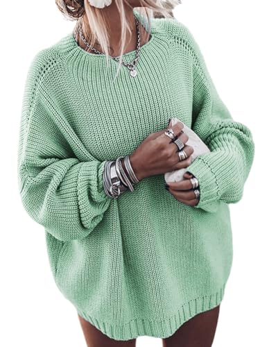 Langarm-Oberteile Für Damen – Lässiges Grün, Lockere Fledermauspullover, Strickpullover, Übergroßer Vintage-Pullover, Damen-Strickwaren, Oberteile, Herbst-Winter-Damenpullover, Wie Abgebildet, von COSKTIARL