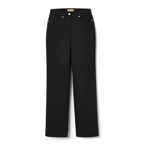 COSMA - Damenhose Alea - Schmutzabweisende Baumwollstretch Damen Hose. Straight-Fit Hose für Damen mit Nano-Beschichtung & Softstretch-Bund. Komfortable Mid Waist Hose Made in Europe. Schwarz; 38 von COSMA