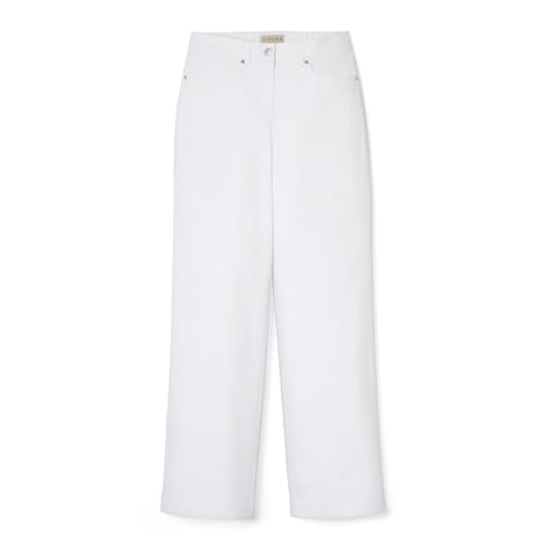COSMA - Damenhose Alea - Schmutzabweisende Baumwollstretch Damen Hose. Straight-Fit Hose für Damen mit Nano-Beschichtung & Softstretch-Bund. Komfortable Mid Waist Hose Made in Europe. Weiß; 42 von COSMA