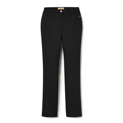 COSMA - Damenhose Sari - Bequeme Regular-Fit Damenhose mit Nano-Beschichtung. Schmutzabweisende Hose für Damen. Pflegeleichte & stilvolle Mid Waist Hose Made in Europe. Schwarz; 44 von COSMA