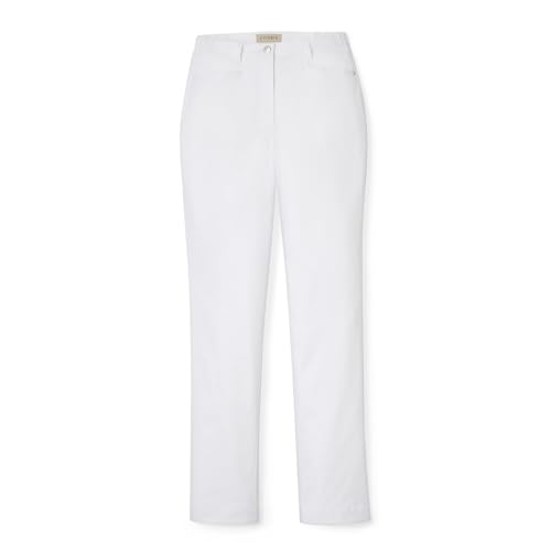 COSMA - Damenhose Sari - Bequeme Regular-Fit Damenhose mit Nano-Beschichtung. Schmutzabweisende Hose für Damen. Pflegeleichte & stilvolle Mid Waist Hose Made in Europe. Weiß; 38 von COSMA