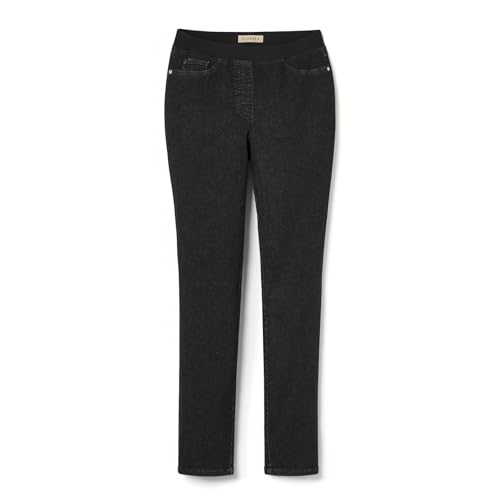 COSMA - Damenjeans Anna - Komfortable Slim-Fit Schlupfjeans mit elastischem Jerseybund. Mid Waist Jeggings im klassischen Denim-Look für Alltag & Freizeit. Damen Jeans Made in Europe. Schwarz; 44 von COSMA