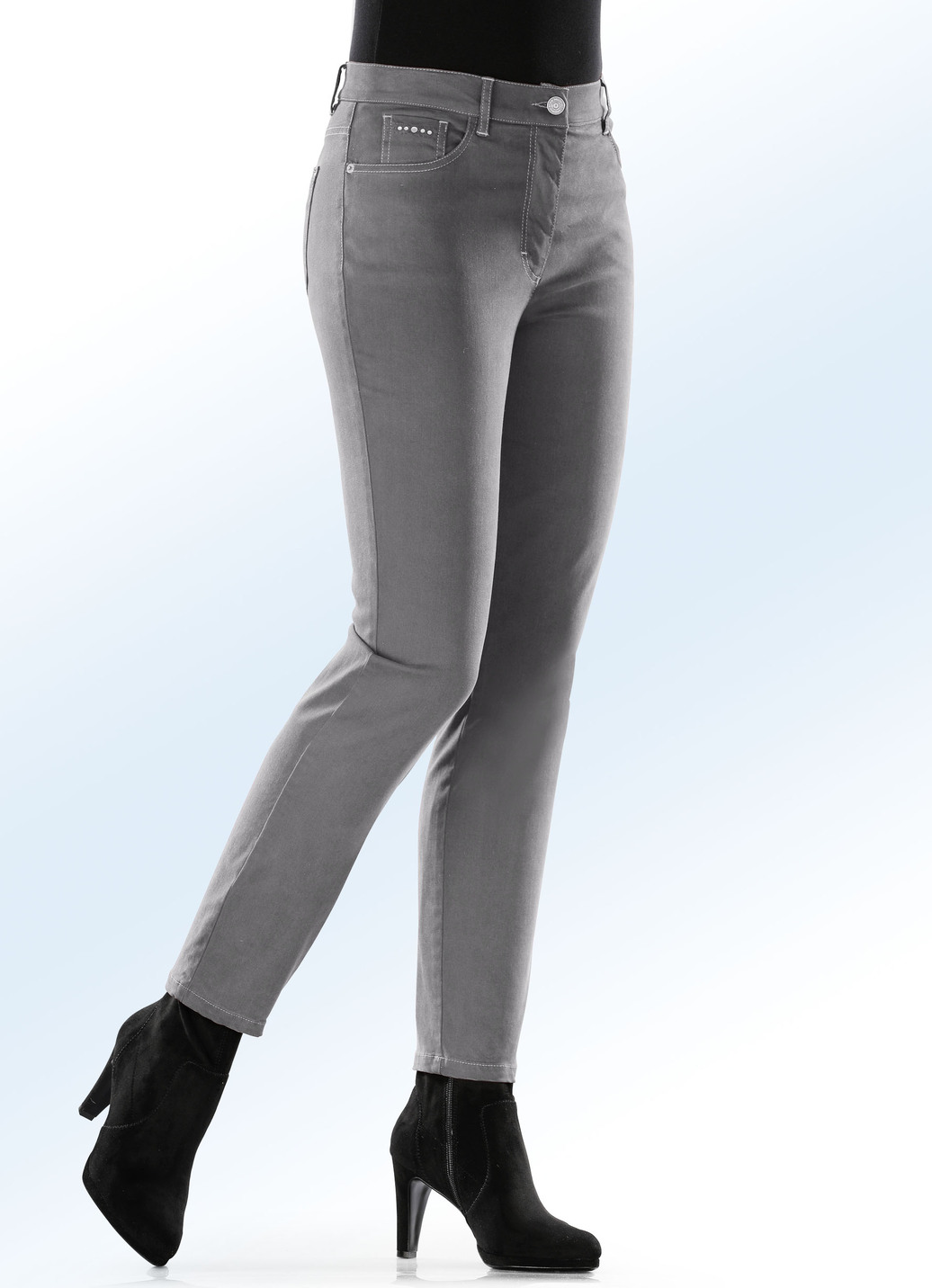 Hose in 5-Pocket-Form mit softem Griff, Mittelgrau, Größe 54 von COSMA