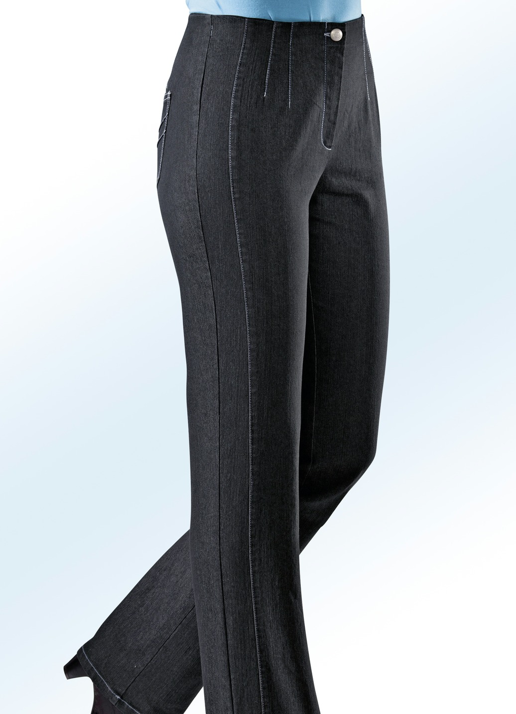 Jeans mit angeschnittenem Bund, Schwarz, Größe 20 von COSMA