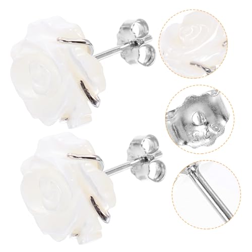 COSMEVIVI 1 Paar Sterling Silber Blüten Ohrstecker Handgefertigte Natürliche Muschelohrstecker für Damen für Partys Hochzeiten und Täglichen Gebrauch von COSMEVIVI
