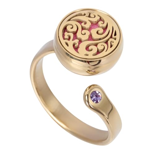 COSMEVIVI 1 Stück Aromatherapie Ätherisches Öl Ring Ätherisches Öl Medaillon Ring Blatt Medaillon Ring Stilvolle Ringe Für Frauen Exquisiter Fingerschmuck Vintage Dekor Vintage Ring von COSMEVIVI