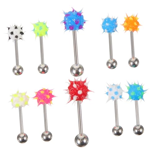 COSMEVIVI 10 Stück Teiliges Zungenpiercing aus Medizinischem Modisches Körperpiercing Schmuck Glatte Oberfläche Langlebig und Kreative Zungen Dekoration für Damen und Herren Zufällige Farbe von COSMEVIVI