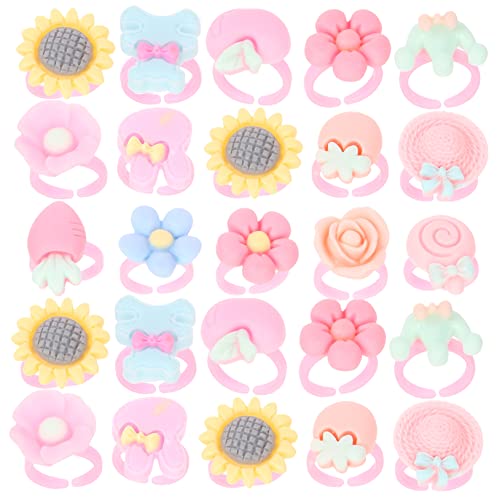 COSMEVIVI 100 Stücke Mädchen Ringe Verstellbare Spielzeugringe für Kinder Bunte Mädchenschmuck Accessoires zum Rollenspiel von COSMEVIVI
