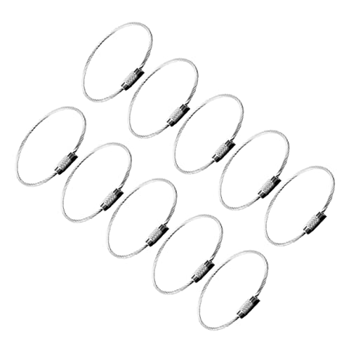 COSMEVIVI Schlüsselanhänger-Schlaufenringe-Set 10-teilig Schlüsselring aus Stahldraht Drahtseil Schlüsselanhänger für Gepäckanhänger und ID-Tag- von COSMEVIVI