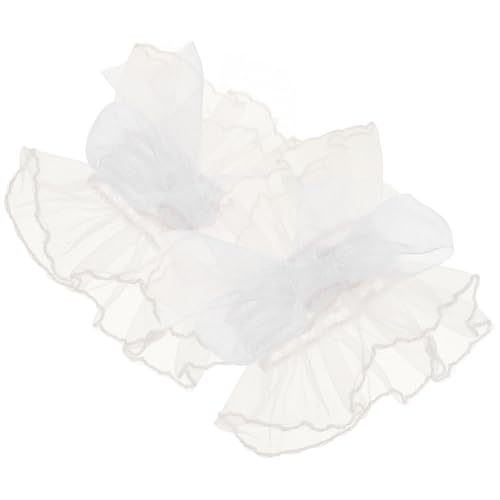 COSMEVIVI 1Paar Kurze Spitzenhandschuhe für Damen Fingerlose Handgelenkmanschetten Tüll mit Schleife Armstulpen für Hochzeit Abschlussball Teeparty und Kostümzubehör von COSMEVIVI