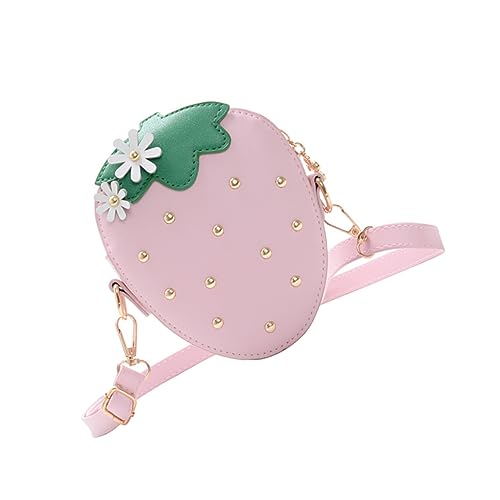 COSMEVIVI Erdbeer Münztasche Aus Pu Für Junge Mädchen Modische Geldbörse Einfaches Portemonnaie Als Umhängetasche von COSMEVIVI