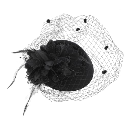 COSMEVIVI 1Stk Zylinder Haarschmuck mit Blumen Damen Hüte Blumenhaarspangen für Frauen Pillbox-Hut der 20er Jahre haar spangen haarclips hats Fascinator-Hüte Pillbox-Hut-Haarband Eisen Black von COSMEVIVI