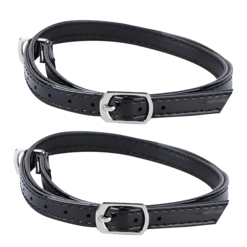 COSMEVIVI 1paar Abnehmbare Anti-drop Schuhriemen Für Damen Hochwertige Kunstleder Hochhackige Schnürsenkel Mit Kreuzdesign Für Sicheren Halt Und Stil Spiegel-schwarz von COSMEVIVI