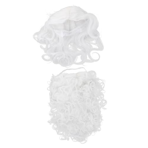 COSMEVIVI 1satz Curly Santa Claus Wig and Beard Christmas Costume Props Für Cosplay Und Festlichkeiten Weißes Haar Und Bartset Für Weihnachtsfeiern Stilvolles Und Langlebiges Zubehör von COSMEVIVI