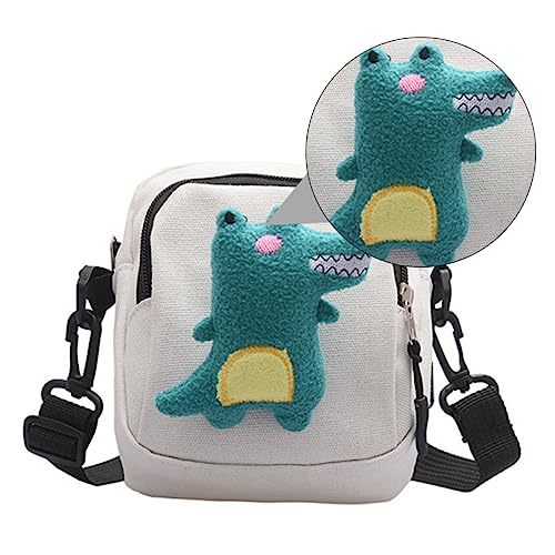 COSMEVIVI Mini Handtasche Mit Dinosaurierdesign Süße Umhängetasche Canvas Für Damen Kleine Messenger Bag Für Schule Und Alltag Als Handy-Aufbewahrungstasche Weiße Farbe von COSMEVIVI