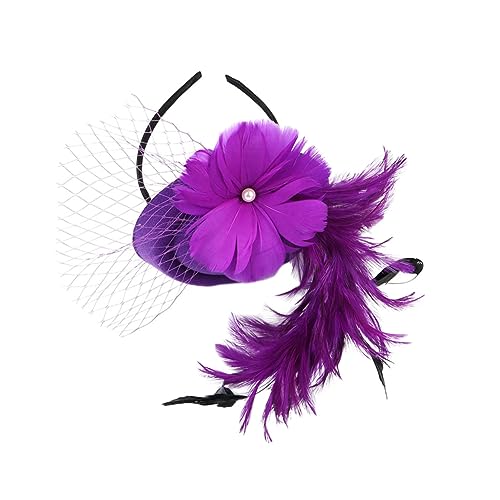 COSMEVIVI 1stück Mini Haube Mit Schleier Und Federn Für Bräute Haaraccessoire Für Hochzeiten Teepartys Und Festliche Anlässe Leuchtenden Farben von COSMEVIVI
