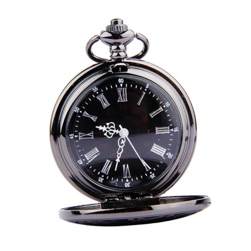 COSMEVIVI 1stück Retro Taschenuhr Mit Dual-Display Und Römischen Ziffern Vintage Steampunk Design Schwarze Ziffern Mit Weißen Zeigern Kette Perfektes Für Und von COSMEVIVI
