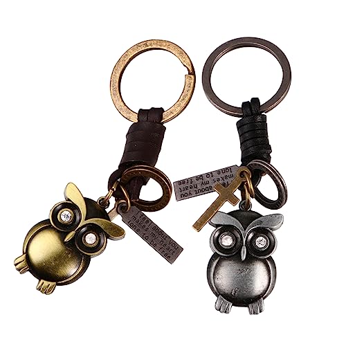COSMEVIVI Retro Eulen-schlüsselanhänger 2er-Set Eulen-schlüsselanhänger in Antik-Kupfer-Silber Einzigartige Schlüsseldekorationen von COSMEVIVI