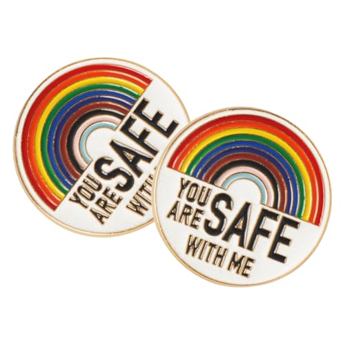 COSMEVIVI 2 Stück Bunte Regenbogen Emaille Anstecknadeln You Are Safe With Me Broschen Schmuck für Frauen Modische Abzeichen Pins Langlebig Farbecht Modisch für Kleidung Taschen und Hüte von COSMEVIVI
