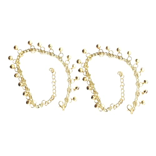 COSMEVIVI 2 Stück Damen Fußkettchen mit Glocken Verstellbare Mehrschichtige Fußkette in Gold Stilvoller Sommer Schmuck für Strand und Alltag Komfortabel mit Klarem Glockenton Modisches von COSMEVIVI
