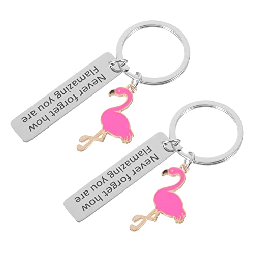 COSMEVIVI 2 Stück Flamingo Schlüsselanhänger DIY Anhänger Charms Metall Flamingo Tasche Hängende Verzierung Schlüssel Form von COSMEVIVI