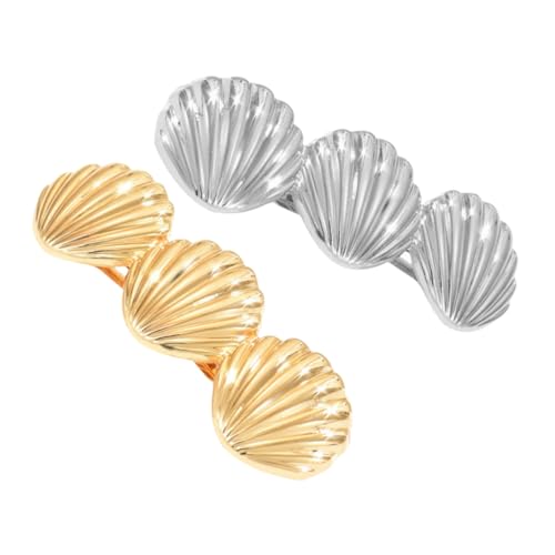 COSMEVIVI 2stücke Französische Haarnadeln Für Frauen Mit Feinem Haar Kleine Haarspangen Haarspangen Mit Muscheln Druckknopf Dutt Frau Dünn Metall Muschel Ausgefallen von COSMEVIVI