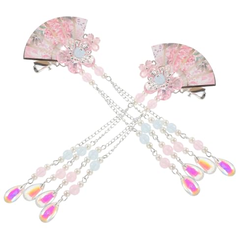 COSMEVIVI 2 Stück Hanfu Haarschmuck mit Quasten und Blumen Fächerförmige Haarklammern für Frauen und Mädchen Eleganter Haarschmuck für Hochzeiten Festivals und Tägliche Frisuren von COSMEVIVI