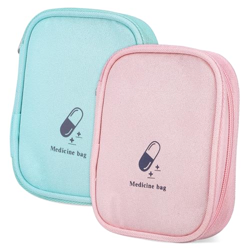 COSMEVIVI 2stücke Medikamententasche Tragbar Kompakt Für Reisen Und Outdoor-aktivitäten Organizer Für Medikamente Und Medizinische Utensilien Rosa Grün von COSMEVIVI