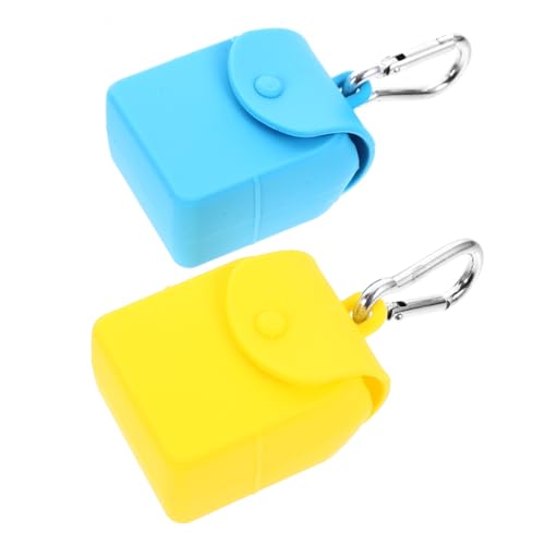 COSMEVIVI 2 Stück Silikon Münzgeldbeutel Schlüssel Aufbewahrungstasche mit Praktischem Haken Langlebig Leicht zu Reinigen Tragbar für Reise und Alltag Sicher Verschließbar Gelb und Blau von COSMEVIVI
