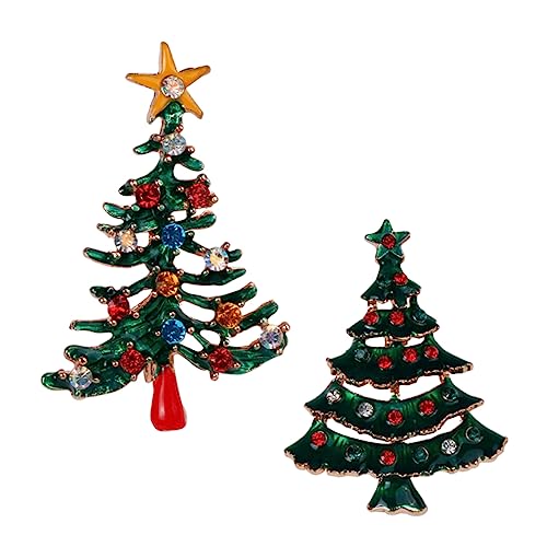 COSMEVIVI 2er Set Vintage Weihnachtsbaum Brosche Mit Strass Für Festliche Anlässe Weihnachtsbrustnadel Aus Für Winterpartys Und Festliche Dekoration von COSMEVIVI